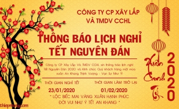 THÔNG BÁO NGHỈ TẾT NGUYÊN ĐÁN CANH TÝ NĂM 2020